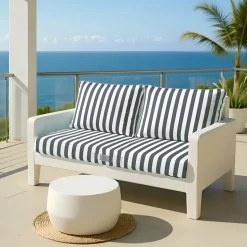 DECO ARTS - Coussins pour salon de jardin déhoussable 120x60cm - rayure gris foncé