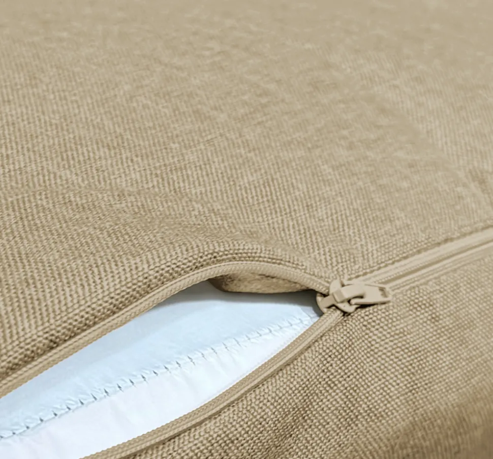 DECO ARTS - Coussins pour fauteuil effet lin déhoussable 50x50cm beige