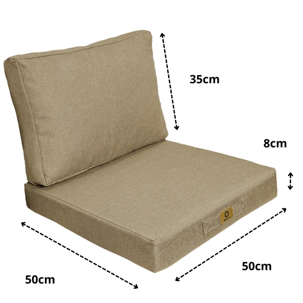 DECO ARTS - Coussins pour fauteuil effet lin déhoussable 50x50cm beige