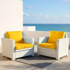 DECO ARTS - Coussins pour salon de jardin déhoussable 50x50cm jaune