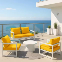 DECO ARTS - Coussins pour salon de jardin déhoussable 50x50cm jaune