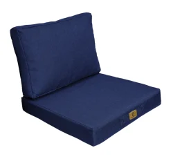 DECO ARTS - Coussins pour fauteuil effet lin déhoussable 50x50cm bleu indigo