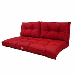 DECO ARTS - Coussins pour salon de jardin capitonné 120x60cm rouge