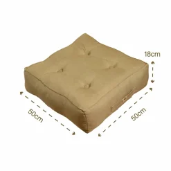 DECO ARTS - Lot de 2 coussins de sol effet lin 50 x 50 x 18 cm - beige