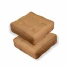 DECO ARTS - Lot de 2 coussins de sol effet lin 50 x 50 x 18 cm - marron clair