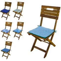 DECO ARTS - Lot de 4 galettes de chaise 35x35x3 cm motif éventails verts