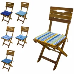 DECO ARTS - Lot de 4 galettes de chaise 35x35x3 cm motif rayures solaires