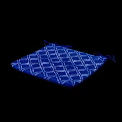 DECO ARTS - Lot de 4 galettes de chaise 35x35x3 cm motif nautique bleu