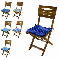 DECO ARTS - Lot de 4 galettes de chaise 35x35x3 cm motif nautique bleu