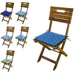 DECO ARTS - Lot de 4 galettes de chaise 35x35x3 cm motif géométrique vert