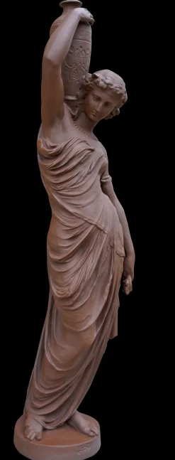 DOMMARTIN - Statue en fonte, déesse à amphore style corten (ral mars 2525)