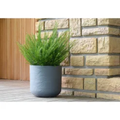 EDA - Pot de fleurs rond en plastique volcania up gris galet - ø 40 cm