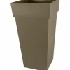 EDA - Pot de fleurs xxl - carré - 43,3 x 43,3 x 80 cm - 98 l - marron taupe
