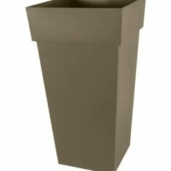 EDA - Pot de fleurs xxl - carré - 43,3 x 43,3 x 80 cm - 98 l - marron taupe