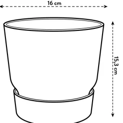 ELHO - Pot de fleurs Greenville Rond 16 - Blanc - Ø16xH.15,3cm