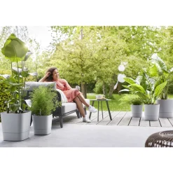 ELHO - Pot Greensense Aqua Care ciment carré, avec réservoir d'eau - L.38cm
