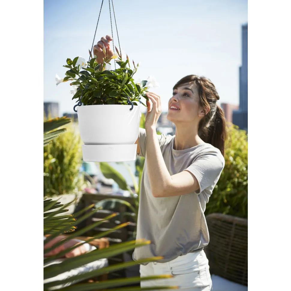 ELHO - Pot suspension Greenville rond en plastique blanc - D.23,9 cm