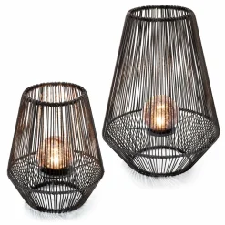 ESOTEC - Esotec lampe solaire photophores ilona lot de 2 poly-rattan boîte métallique 102209