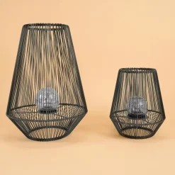 ESOTEC - Esotec lampe solaire photophores ilona lot de 2 poly-rattan boîte métallique 102209