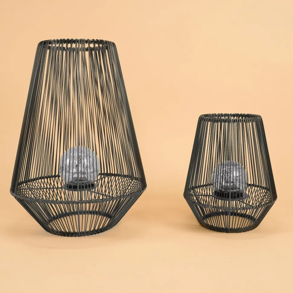 ESOTEC - Esotec lampe solaire photophores ilona lot de 2 poly-rattan boîte métallique 102209