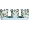 ESSCHERT DESIGN - Jardinière 3 pots roses