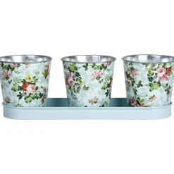 ESSCHERT DESIGN - Jardinière 3 pots roses