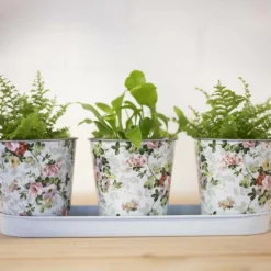 ESSCHERT DESIGN - Jardinière 3 pots roses