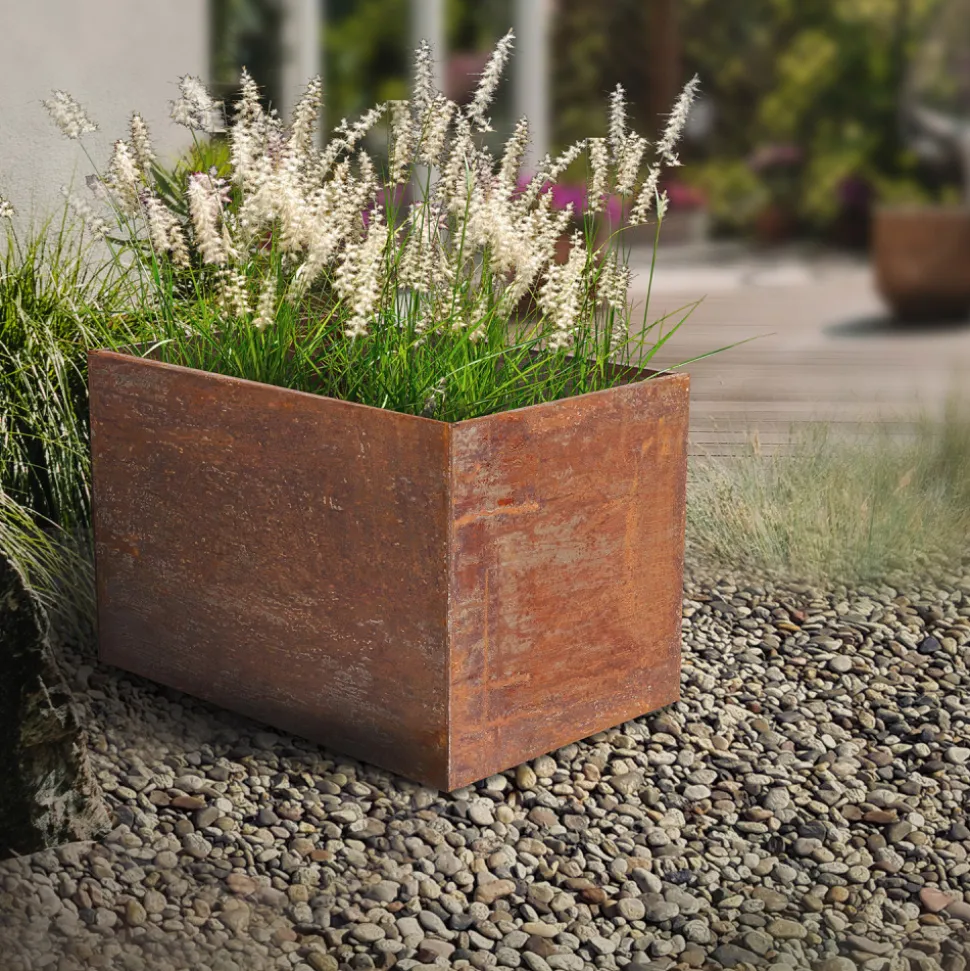 ESSCHERT'S GARDEN - Jardinière en acier corten rouille 58 x 38 x 38 cm