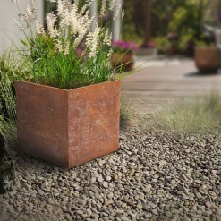 ESSCHERT'S GARDEN - Jardinière en acier corten rouille 38 x 38 x 38 cm