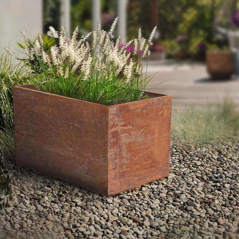 ESSCHERT'S GARDEN - Jardinière en acier corten rouille 78 x 38 x 38 cm