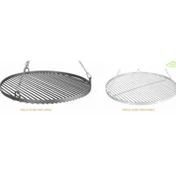 FARM COOK - Grille ronde à suspendre pour brasero en acier-ø 80cm-acier noir sablé---acier noir sablé