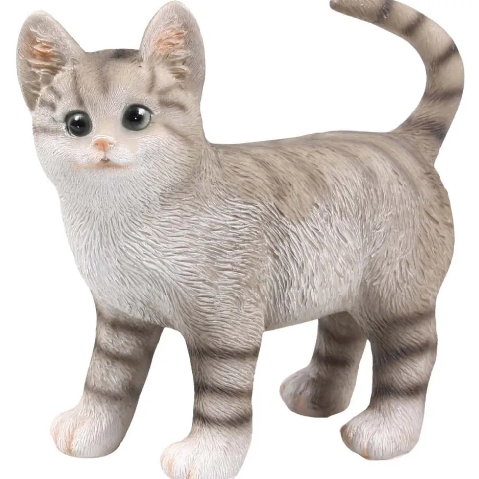 FARMWOOD ANIMALS - Chat gris debout en résine 21x9x20 cm