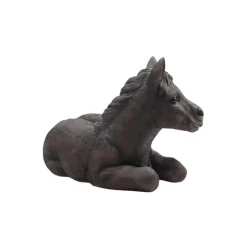 FARMWOOD ANIMALS - Cheval noir couché en résine 34x22x22 cm