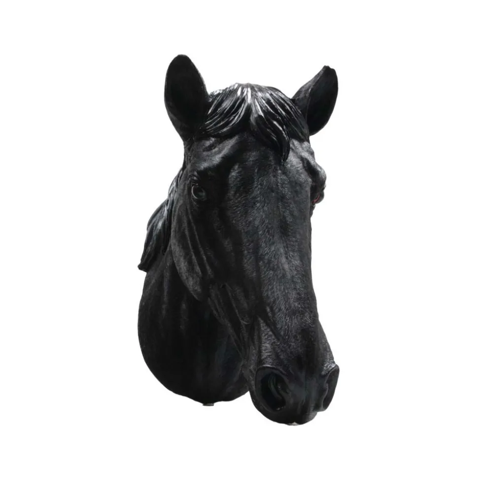 FARMWOOD ANIMALS - Tête de cheval noir en résine 15 x 21 x 30 cm