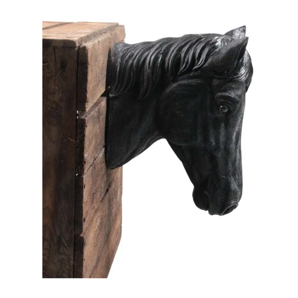 FARMWOOD ANIMALS - Tête de cheval noir en résine 15 x 21 x 30 cm
