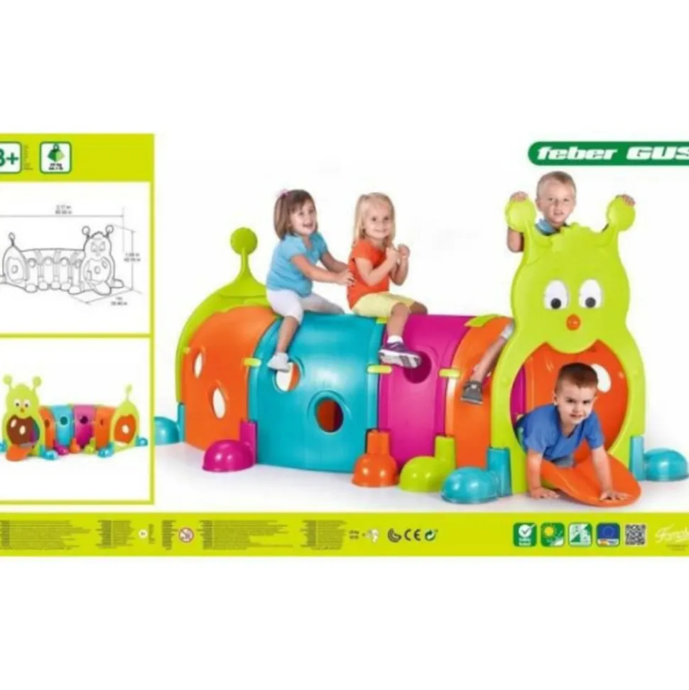 FEBER - Aire de jeux tunnel gus chenille - plastique anti-uv - feber