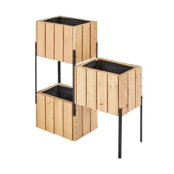 FOREST STYLE - 3 Bacs modulables en étagères Acanta en Mélèze - L.82,6xl.28,2xH.86 cm