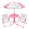 FUN HOUSE - Mobilier de jardin - fun house - salon de jardin licorne : table h.46 x 46 cm, 2 chaises pliantes, parasol h.125 x�100 cm