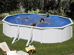 GRE - Piscine acier blanc fidji ovale 5,27 x 3,27 x 1,22 m