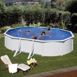 GRE - Piscine acier blanc fidji ovale 5,27 x 3,27 x 1,22 m
