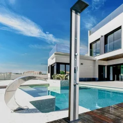 GRE POOLS - Douche solaire carrée d'extérieur en aluminium premium avec sprayers - 20x11x215 cm - 38 l