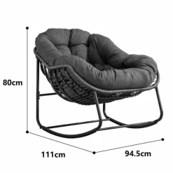 GUTENT - Chaise à bascule d'extérieur, chaise à bascule en osier surdimensionnée pour patio, terrasse, blanche
