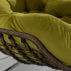 GUTENT - Chaise à bascule en rotin d'extérieur, fauteuil inclinable , vert olive.