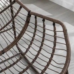 GUTENT - Chaise à bascule en rotin d'extérieur, fauteuil inclinable avec coussin rembourré pour porche avant, salon, patio, jardin, gris