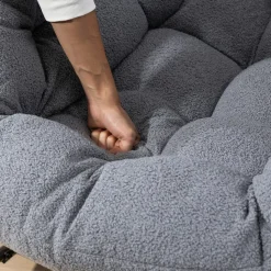 GUTENT - Chaise à bascule en rotin d'extérieur, fauteuil inclinable avec coussin rembourré pour porche avant, salon, patio, jardin, gris