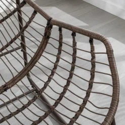 GUTENT - Chaise berçante en rotin d'extérieur, fauteuil inclinable avec coussin rembourré pour porche, salon, patio, jardin, bleu marine.