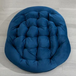 GUTENT - Chaise berçante en rotin d'extérieur, fauteuil inclinable avec coussin rembourré pour porche, salon, patio, jardin, bleu marine.