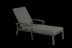GUTENT - Chaise longue de patio avec coussin en coton, avec coussin gris imperméable (1pc)