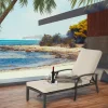 GUTENT - Chaise longue de patio avec coussin en coton, avec coussin beige imperméable (1pc)