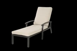 GUTENT - Chaise longue de patio avec coussin en coton, avec coussin beige imperméable (1pc)